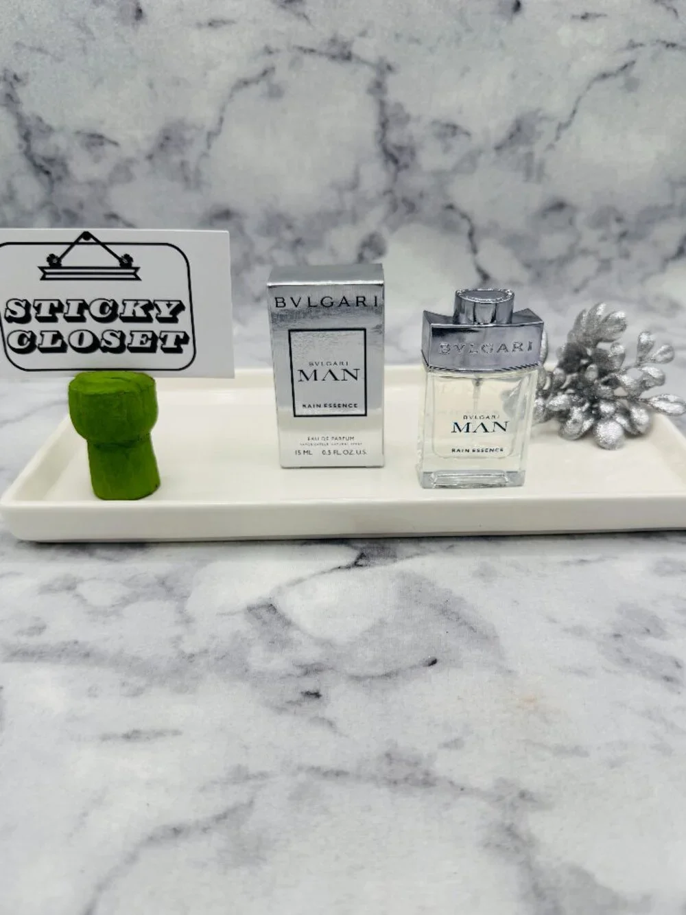 Bvlgari Man Rain Essence EDP,Fresh Woody Musk Green-Travel 15ml,0.5oz-BOXED-NEW